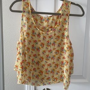Floral Tank Top with Ruffle Back